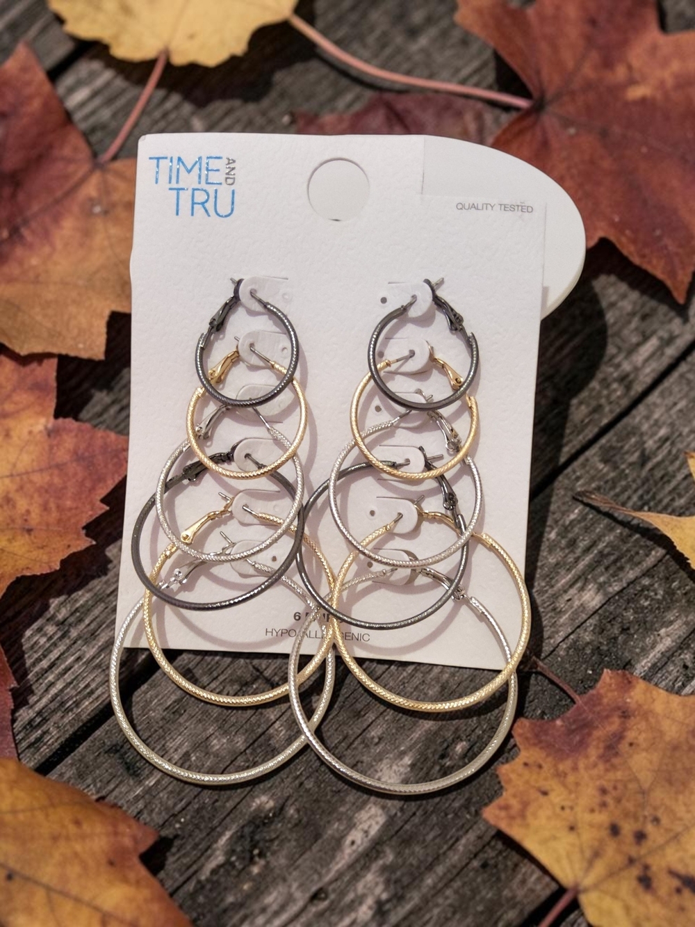 Time and Tru Layered Hoop Earring Set in Gold and Silver Tones
